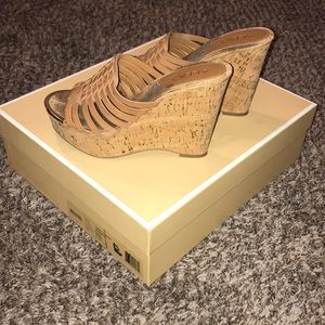 Aldo brown & tan cork wedges size 6